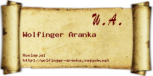 Wolfinger Aranka névjegykártya